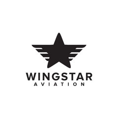 Aviation logo with combining star and wings design