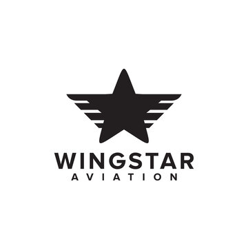 Aviation logo with combining star and wings design