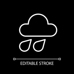 Weather forecast white linear icon for dark theme. Meteorological software. Real-time weather data. Thin line customizable illustration. Isolated vector contour symbol for night mode. Editable stroke