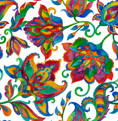 Paisley watercolor floral pattern
