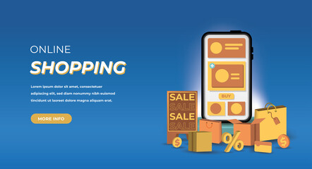 Landing page template of Online Shopping. Modern flat design concept of web page design for website and mobile website. Easy to edit and customize. Vector illustration