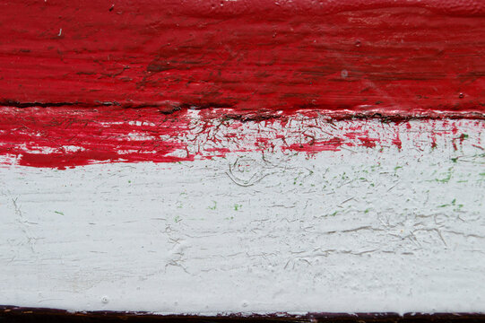 brush trail over wood, red, white