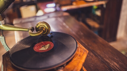 Vintage Music Player With Loudspeaker