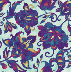 Paisley watercolor floral pattern