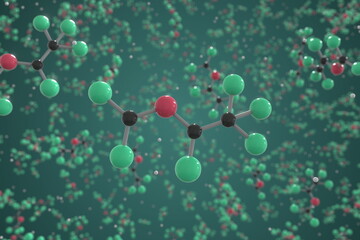 Molecule of Isoflurane. Molecular model, science related 3d rendering