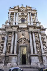 Fototapeta na wymiar Baroque church of Saint Mary of Pity (Parrocchia Santa Maria della Pieta, 1684) in the quarter of the Kalsa, within the historic centre of Palermo. Palermo, Sicily, Italy.
