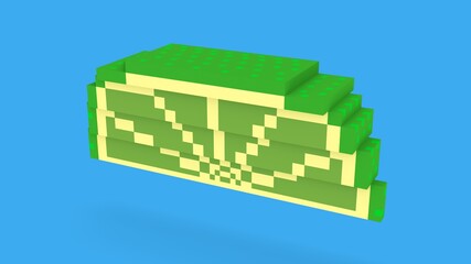 Slice of  lemon. 3D rendered artwork