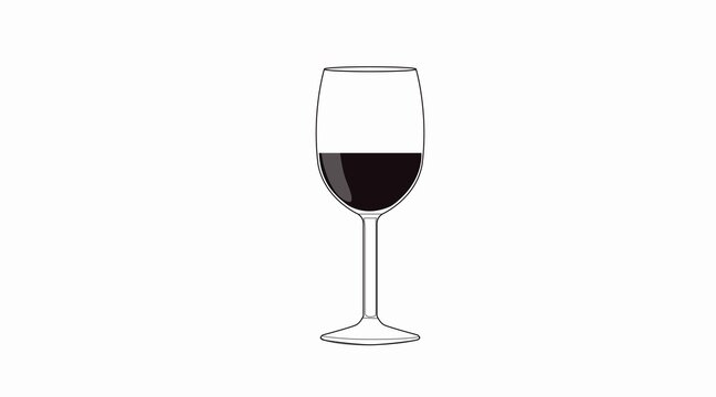Vector Isolated Illustration of a Cup of Wine in black and white