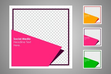 New set of editable minimal banner templates. Suitable for social media posts and web or internet ads. Vector illustration with photo college.