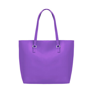 Violet dark elegant leather tote shoulder bag isolated white