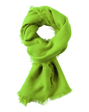 Chartreuse Green Wool Shawl Isolated On White