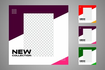 New set of editable minimal banner templates. Suitable for social media posts and web or internet ads. Vector illustration with photo college.