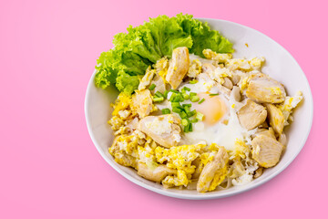 Fried noodles with roasted chicken Asia cuisine