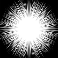 Fototapeta premium Burst abstract pattern black white, illustration radial white stripe hole graphic, design retro pop art explosion sunburst vector