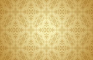Thai art and asian style luxury banner gold background