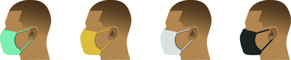 Four defferent colored masks