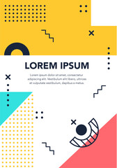Obraz premium Dotted and figure memphis form, geometric artistic story to promo business, poster brochure modern for advertising, vector illustration