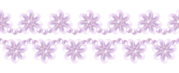 Floral seamless border with pink pearl  pattern