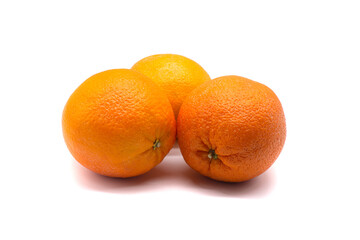Oranges on white background. Close up