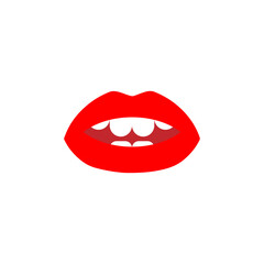 Lips flat icon. Woman fashion symbol. Botox sign. Logo design element