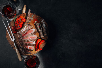 dinner for two with steaks and red wine
