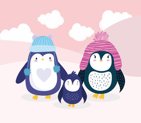 penguins family cartoon