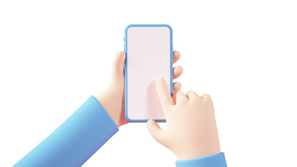 Cartoon hands with smartphone