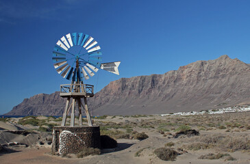 Risco De Famara With Pinwheel, Lanzarote, Spain