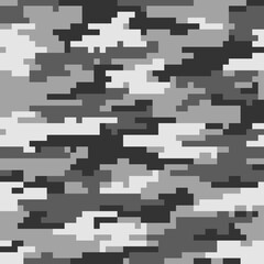 Gray pixel camouflage background, army uniform for printing.