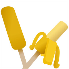 Banana : Flavored Soft Ice cream Set : Vector Illustration