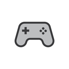 Joystick videogame controller. Gamer controlling device vector icon.