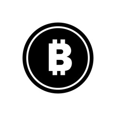 Bitcoin symbol icon, black and white design. Crypto payment. Vector illustration