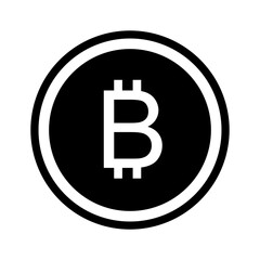 Bitcoin symbol icon, black and white design. Crypto payment. Vector illustration