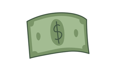 Hand drawn dollar bill illustration. Money symbol, cash doodle.