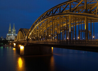 Cologne Cathedral With Hohenzollern Bridge