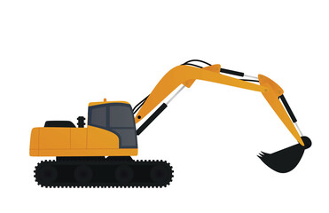 Large yellow excavator. vector illustration.