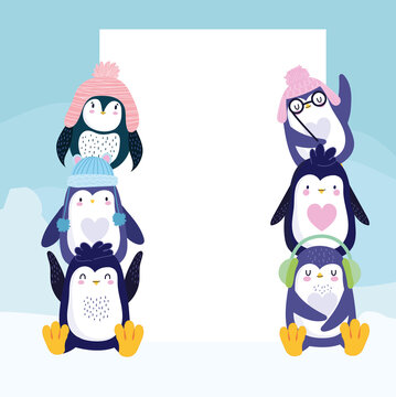 cute penguins banner