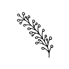 Doodle grass, plant. Border Edging. Freehand drawing. Black and white outline. Decor for postcards. Vector illustration