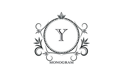 Monogram template, initial monogram letter Y. Retro logo for cafe, bar, restaurant, invitation. Business style or company brand.