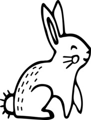 Cute little vector - easter bunny sitting.  Hand drawn isolated illustration.