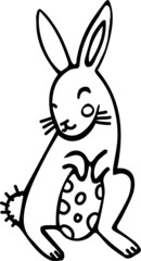 Fototapeta na wymiar Cute little vector - easter bunny with egg. Hand drawn isolated illustration.