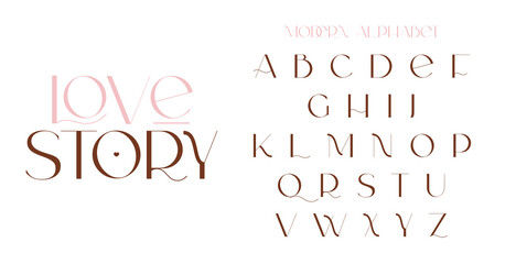 Modern sans serif elegance font. Classic minimal high contrast wedding font. Uppercase only. Vector illustration.