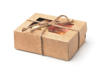 Brown kraft paper gift box full of organic sweets