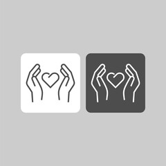Heart in palms flat vector icon. Human flat vector icon