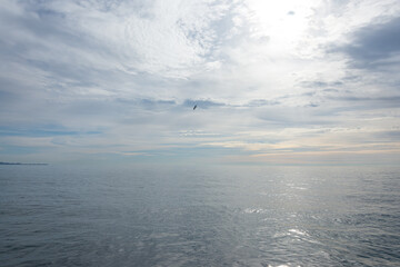 Obraz premium Panoramic view of the Black Sea at sunset in Sochi, Russia