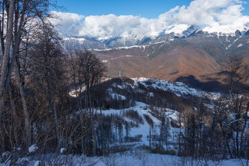 Panoramic view of the cable car in Rosa Khutor, Russia