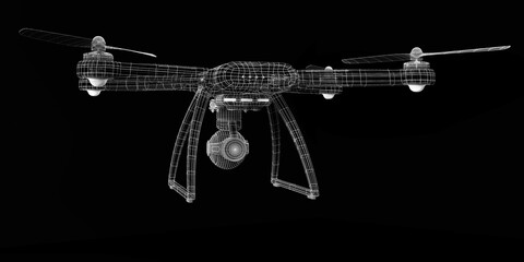 Drone 3 D model on background