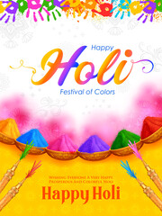 illustration of abstract colorful Happy Holi background card design for color festival of India celebration greetings - 416585765
