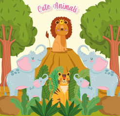 Cute animals jungle