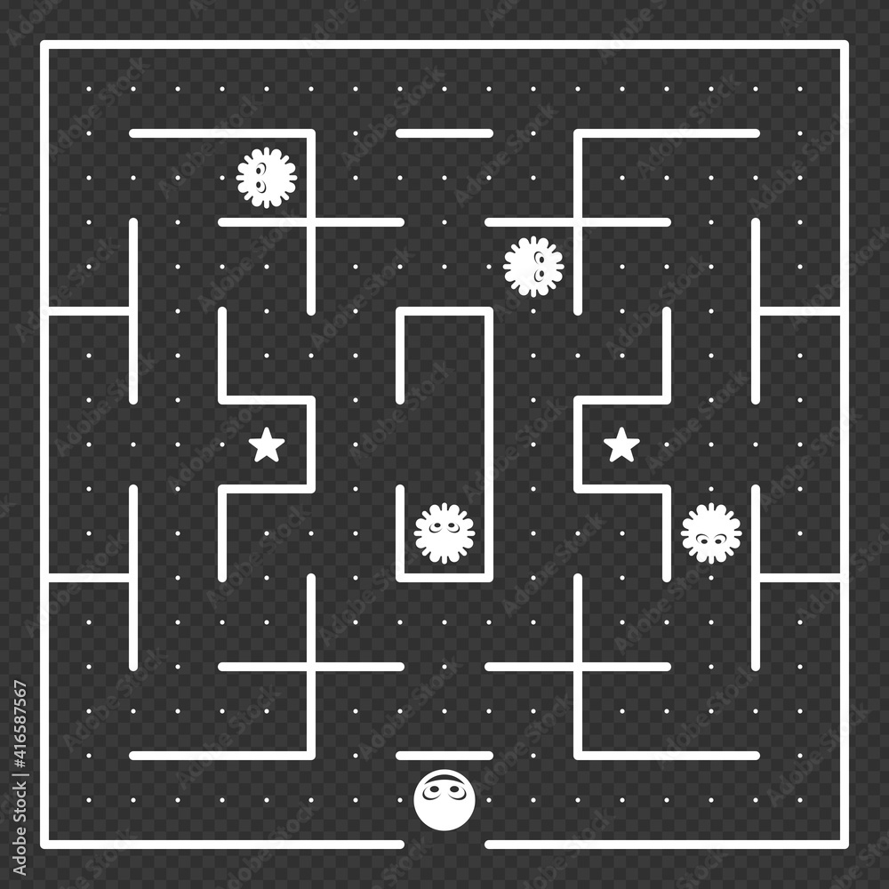 Aufkleber Game concept with ghosts. Modern arcade video game interface and design elements. Game world. Computer or mobile game with control buttons.